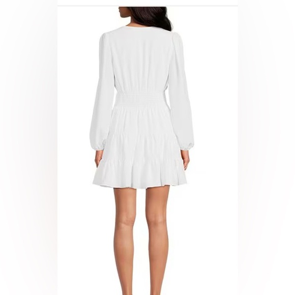 Gianni Bini Talia V-Neck Long Sleeve Smocked Waist Tiered Hem Dress - Picture 12 of 12